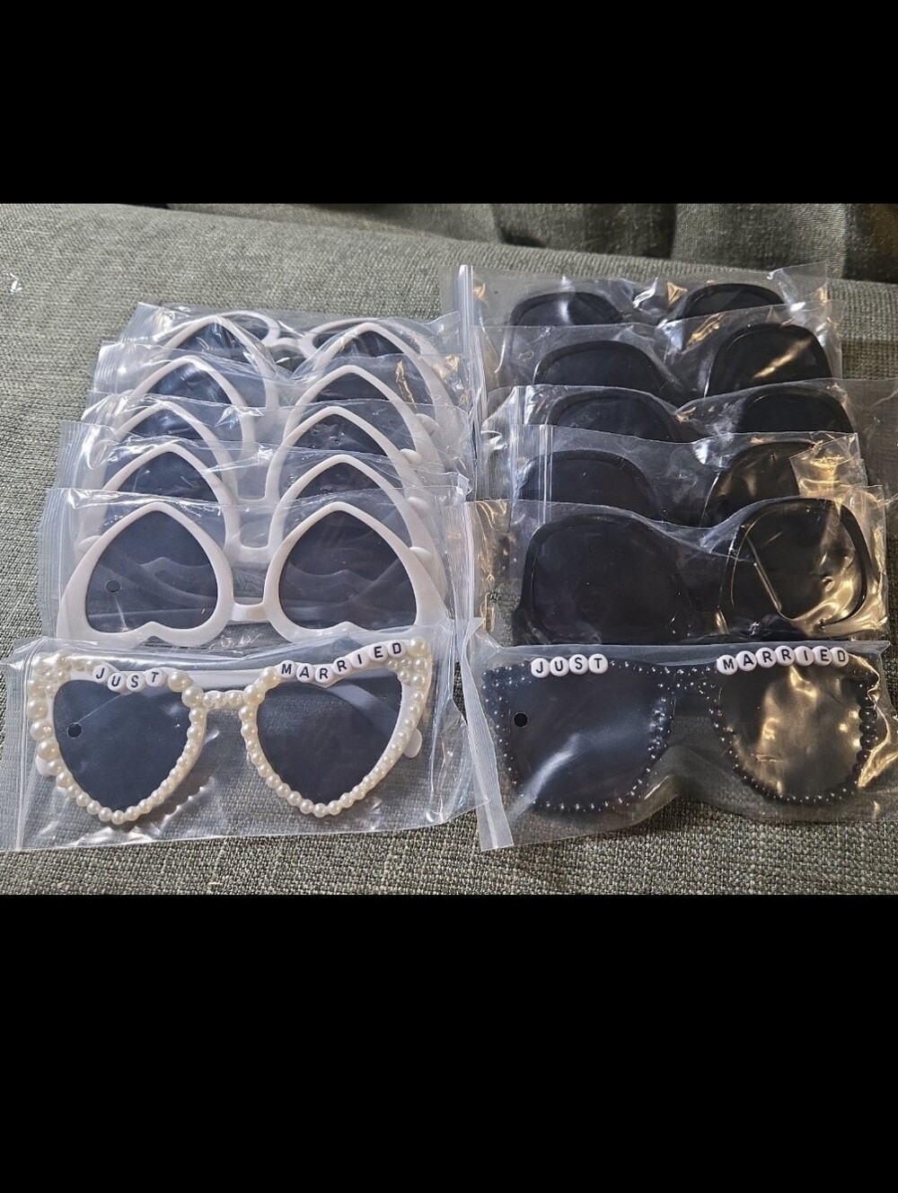 Just Married Kids Heart & Round Party Sunglasses - White and Black
